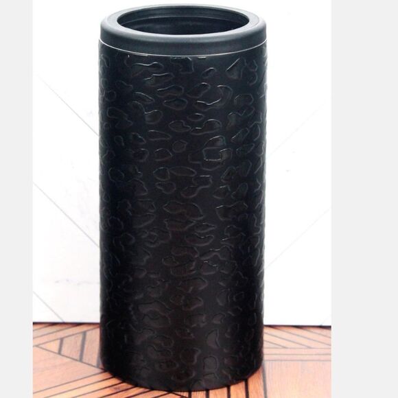 MATTE BLACK Leopard Skinny Can Hard Koozie - Picture 1 of 1